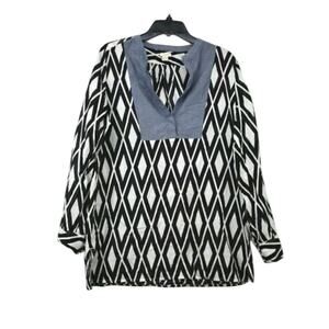 J.Crew Tunic‎ Top/Dress Black/Wt & Chambrey Size L